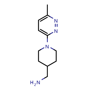 Chemical structure of {[1-(6-methylpyridazin-3-yl)piperidin-4-yl]methyl}amine , CAS 1250271-86-3, AChemBlock L19963