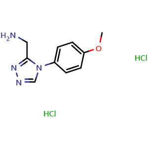 Chemical structure of {[4-(4-methoxyphenyl)-4H-1,2,4-triazol-3-yl]methyl}amine dihydrochloride , CAS 1351609-10-3, AChemBlock L19991