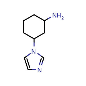 Chemical structure of 3-(1H-imidazol-1-yl)cyclohexan-1-amine , CAS 1497207-17-6, AChemBlock L19995