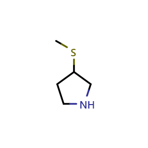 Chemical structure of 3-(methylthio)pyrrolidine , CAS 164666-10-8, AChemBlock L20011