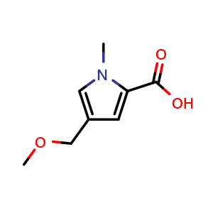 Chemical structure of 4-(methoxymethyl)-1-methyl-1H-pyrrole-2-carboxylic acid , CAS 1292835-62-1, AChemBlock L20014