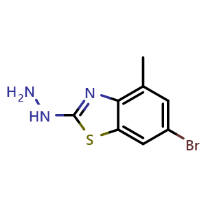 Chemical structure of 6-bromo-2-hydrazino-4-methyl-1,3-benzothiazole , CAS 1114594-94-3, AChemBlock L20037