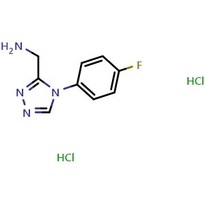 Chemical structure of {[4-(4-fluorophenyl)-4H-1,2,4-triazol-3-yl]methyl}amine dihydrochloride , CAS 1351630-50-6, AChemBlock L20051