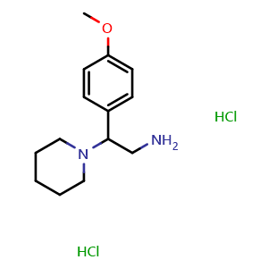 Chemical structure of 2-(4-Methoxy-phenyl)-2-piperidin-1-yl-ethylamine dihydrochloride , CAS 31466-51-0, AChemBlock L20056