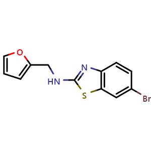 Chemical structure of 6-bromo-N-(furan-2-ylmethyl)benzo[d]thiazol-2-amine , CAS 1350989-26-2, AChemBlock L20081