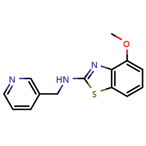 Chemical structure of 4-methoxy-N-(pyridin-3-ylmethyl)-1,3-benzothiazol-2-amine , CAS 941867-26-1, AChemBlock L20105