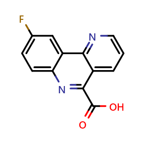 Chemical structure of 9-Fluorobenzo[h]-1,6-naphthyridine-5-carboxylic acid , CAS 610279-63-5, AChemBlock L20122
