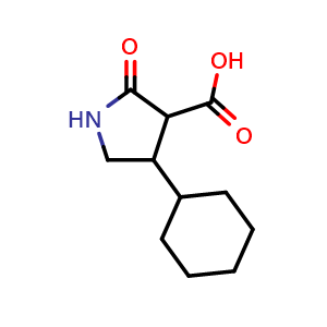 Chemical structure of 4-cyclohexyl-2-oxopyrrolidine-3-carboxylic acid , CAS 1428233-43-5, AChemBlock L20124
