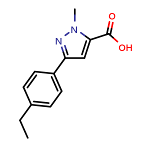 Chemical structure of 3-(4-ethylphenyl)-1-methyl-1{H}-pyrazole-5-carboxylic acid , CAS 1177307-55-9, AChemBlock L20153