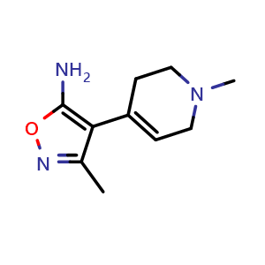 Chemical structure of 3-methyl-4-(1-methyl-1,2,3,6-tetrahydropyridin-4-yl)isoxazol-5-amine , CAS 88786-19-0, AChemBlock L20157