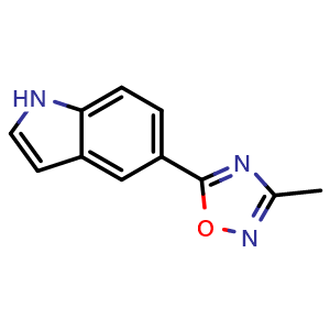 Chemical structure of 5-(3-methyl-1,2,4-oxadiazol-5-yl)-1H-indole , CAS 1283108-48-4, AChemBlock L20172