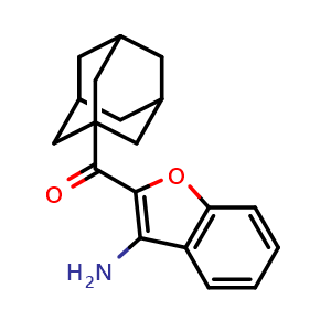Chemical structure of 1-Adamantyl(3-amino-1-benzofuran-2-yl)methanone , CAS 872838-46-5, AChemBlock L20183
