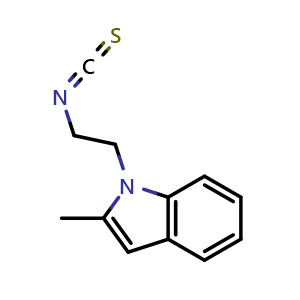 Chemical structure of 1-(2-Isothiocyanatoethyl)-2-methyl-1H-indole , CAS 1105192-89-9, AChemBlock L20187