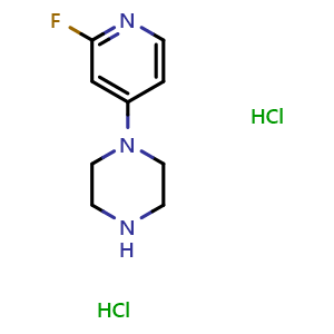 Chemical structure of 1-(2-fluoropyridin-4-yl)piperazine dihydrochloride , CAS 1820711-96-3, AChemBlock L20190