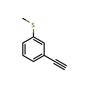Chemical structure of 1-ethynyl-3-(methylsulfanyl)benzene , CAS 210905-75-2, AChemBlock L20201