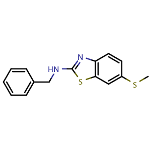 Chemical structure of N-benzyl-6-(methylthio)-1,3-benzothiazol-2-amine , CAS 854057-98-0, AChemBlock L20204