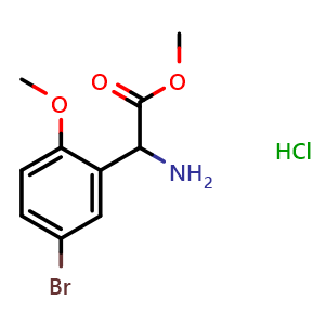 Chemical structure of methyl amino(5-bromo-2-methoxyphenyl)acetate hydrochloride , CAS 1351581-47-9, AChemBlock L20220