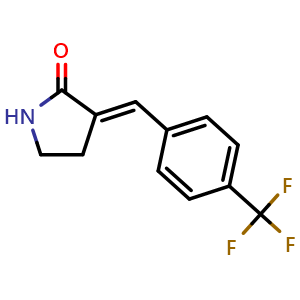 Chemical structure of (3E)-3-[4-(trifluoromethyl)benzylidene]pyrrolidin-2-one , CAS 1350994-81-8, AChemBlock L20244