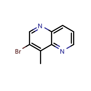 Chemical structure of 3-bromo-4-methyl-1,5-naphthyridine , CAS 1820666-67-8, AChemBlock L20258