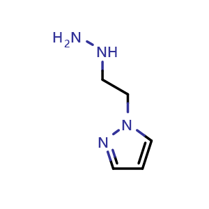 Chemical structure of 1-(2-hydrazinylethyl)-1H-pyrazole , CAS 1247380-52-4, AChemBlock L20275