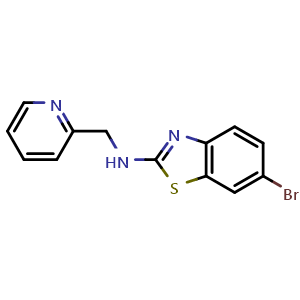 Chemical structure of 6-bromo-N-(pyridin-2-ylmethyl)benzo[d]thiazol-2-amine , CAS 941867-07-8, AChemBlock L20286