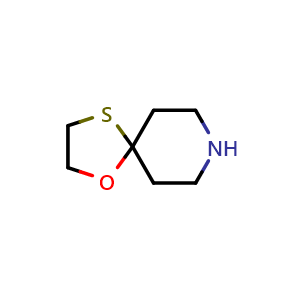 Chemical structure of 1-oxa-4-thia-8-azaspiro[4.5]decane , CAS 5608-98-0, AChemBlock L20299