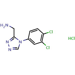 Chemical structure of {[4-(3,4-dichlorophenyl)-4H-1,2,4-triazol-3-yl]methyl}amine hydrochloride , CAS 1351632-99-9, AChemBlock L20314