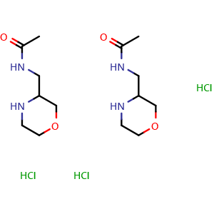 Chemical structure of N-(morpholin-3-ylmethyl)acetamide sesquihydrochloride , CAS 1820706-28-2, AChemBlock L20323