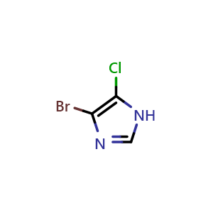 Chemical structure of 4-bromo-5-chloro-1H-imidazole , CAS 17487-98-8, AChemBlock L20326