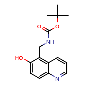 Chemical structure of tert-butyl N-[(6-hydroxyquinolin-5-yl)methyl]carbamate , CAS 1706429-72-2, AChemBlock L20332