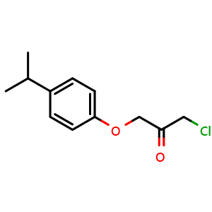 Chemical structure of 1-chloro-3-(4-isopropylphenoxy)propan-2-one , CAS 1176654-33-3, AChemBlock L20334