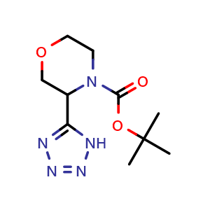 Chemical structure of tert-butyl 3-(1H-tetrazol-5-yl)morpholine-4-carboxylate , CAS 863646-43-9, AChemBlock L20340