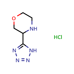 Chemical structure of 3-(1H-tetrazol-5-yl)morpholine hydrochloride , CAS 1820705-11-0, AChemBlock L20346