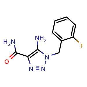 Chemical structure of 5-amino-1-(2-fluorobenzyl)-1H-1,2,3-triazole-4-carboxamide , CAS 93416-62-7, AChemBlock L20350