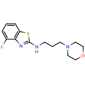 Chemical structure of 4-fluoro-N-(3-morpholin-4-ylpropyl)-1,3-benzothiazol-2-amine , CAS 1105188-56-4, AChemBlock L20351