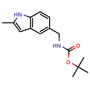 Chemical structure of tert-Butyl (2-methyl-1H-indol-5-yl)methylcarbamate , CAS 1105193-63-2, AChemBlock L20374
