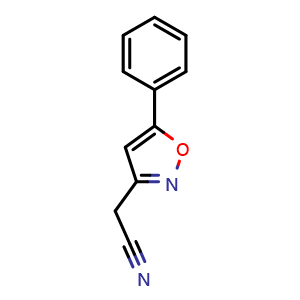 Chemical structure of (5-phenylisoxazol-3-yl)acetonitrile , CAS 35221-98-8, AChemBlock L20402