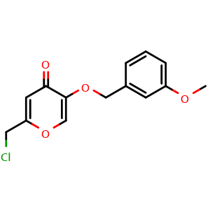 Chemical structure of 2-(chloromethyl)-5-[(3-methoxybenzyl)oxy]-4H-pyran-4-one , CAS 1248907-44-9, AChemBlock L20405
