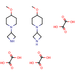 Chemical structure of 1-(azetidin-3-yl)-4-methoxypiperidine sesquioxalate , CAS 1949816-53-8, AChemBlock L20406