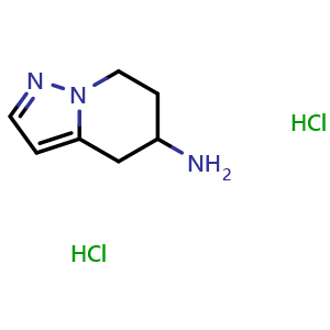 Chemical structure of 4,5,6,7-tetrahydropyrazolo[1,5-a]pyridin-5-amine dihydrochloride , CAS 866216-20-8, AChemBlock L20417