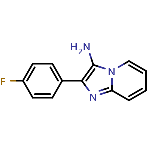 Chemical structure of 2-(4-fluorophenyl)imidazo[1,2-{a}]pyridin-3-amine , CAS 326883-87-8, AChemBlock L20418
