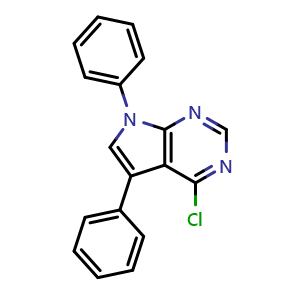 Chemical structure of 4-Chloro-5,7-diphenyl-7H-pyrrolo[2,3-d]pyrimidine , CAS 287177-10-0, AChemBlock L20419