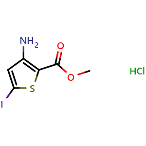 Chemical structure of methyl 3-amino-5-iodothiophene-2-carboxylate hydrochloride , CAS 942589-45-9, AChemBlock L20435