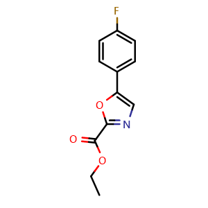 Chemical structure of ethyl 5-(4-fluorophenyl)-1,3-oxazole-2-carboxylate , CAS 21717-99-7, AChemBlock L20448