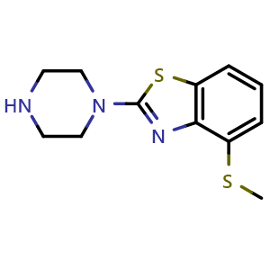 Chemical structure of 4-(methylthio)-2-piperazin-1-yl-1,3-benzothiazole , CAS 1105194-64-6, AChemBlock L20461