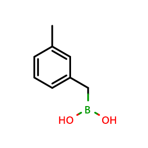 Chemical structure of [(3-methylphenyl)methyl]boronic acid , CAS 1350513-40-4, AChemBlock L20484