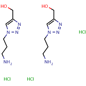 Chemical structure of (1-(3-aminopropyl)-1H-1,2,3-triazol-4-yl)methanol sesquihydrochloride , CAS 1820673-62-8, AChemBlock L20499