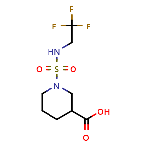 Chemical structure of 1-(N-(2,2,2-trifluoroethyl)sulfamoyl)piperidine-3-carboxylic acid , CAS 1178275-82-5, AChemBlock L20521
