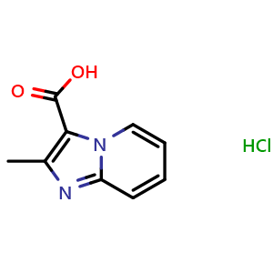 Chemical structure of 2-methylimidazo[1,2-a]pyridine-3-carboxylic acid hydrochloride , CAS 21801-79-6, AChemBlock L20544