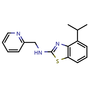 Chemical structure of 4-isopropyl-N-(pyridin-2-ylmethyl)-1,3-benzothiazol-2-amine , CAS 1105194-73-7, AChemBlock L20548